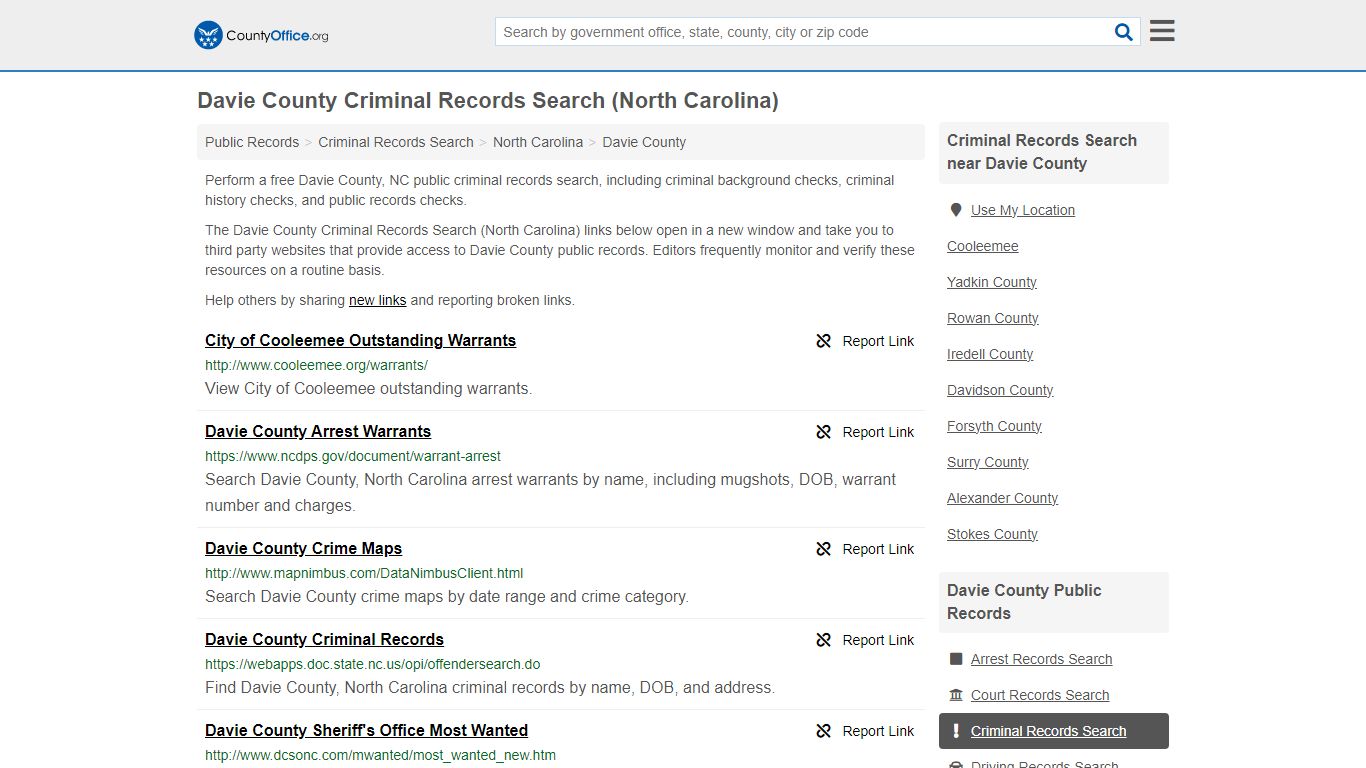 Davie County Criminal Records Search (North Carolina)